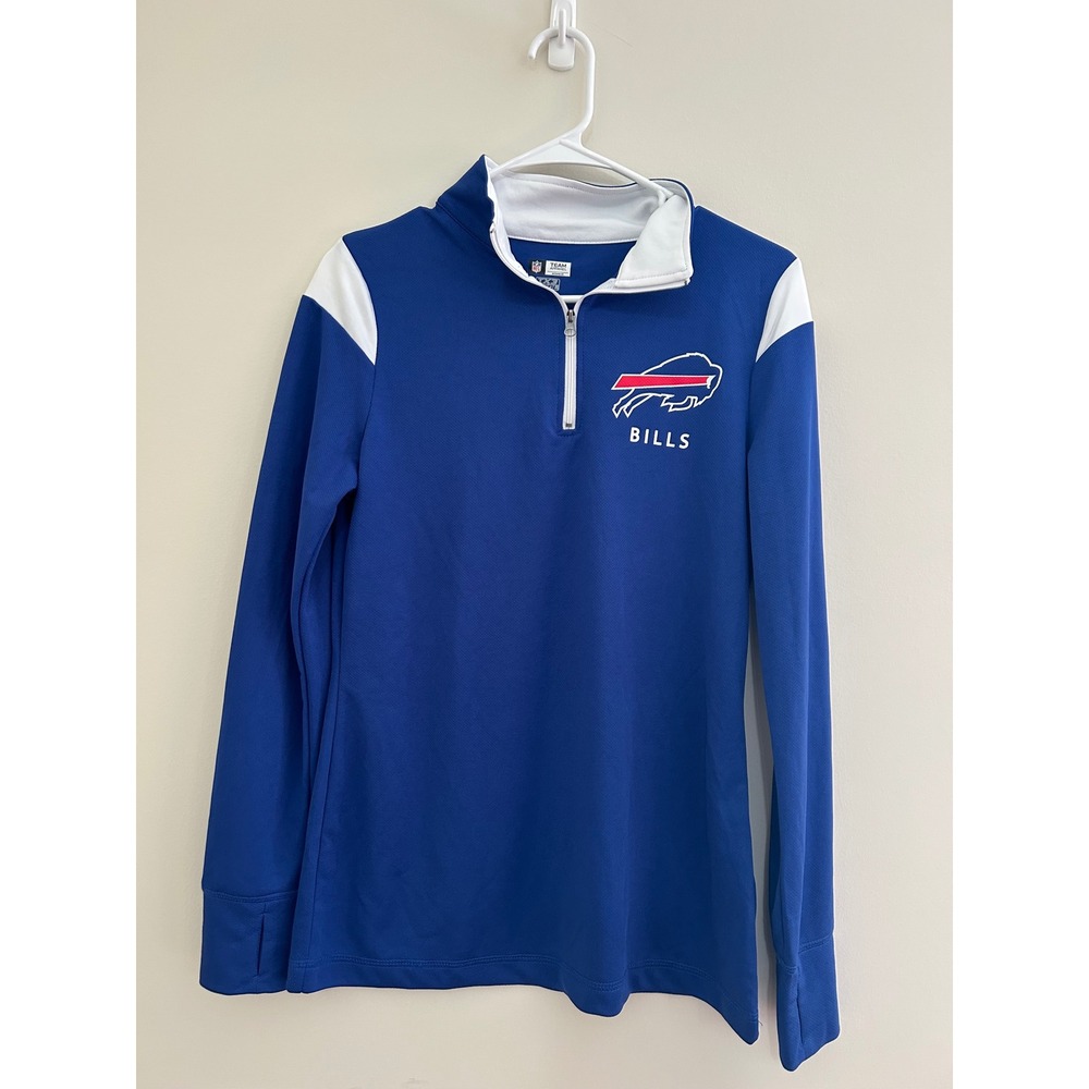 NFL Team Apparel Buffalo Bills Womens Medium 1/4 Zip Pullover Blue TX3 Cool